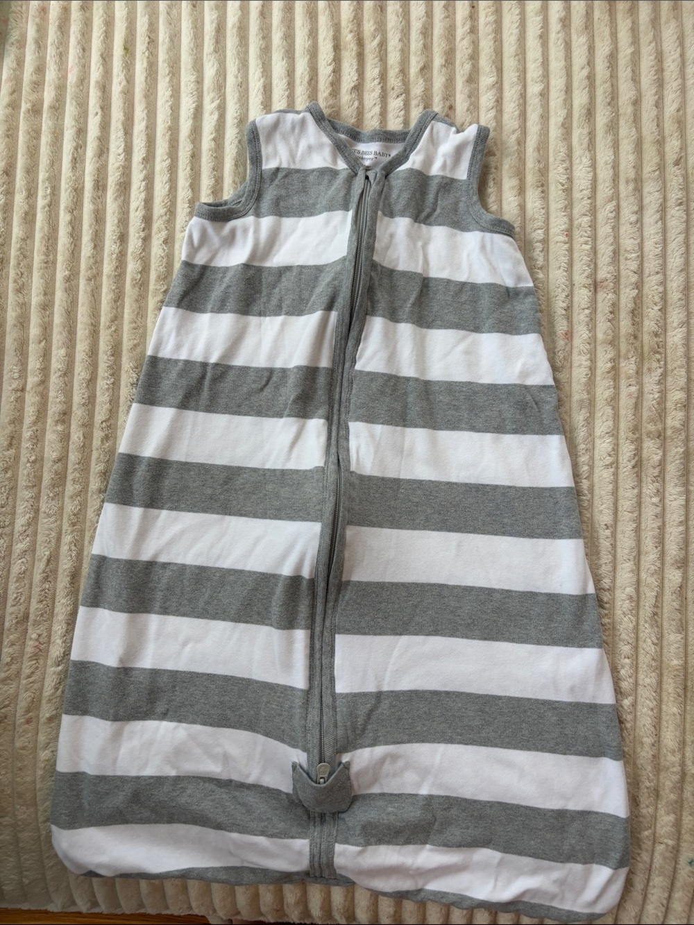 🚨NWOT🚨 Burts Bees BabySleeveless Grey & White Striped Sleep Sack - Kids Pajamas